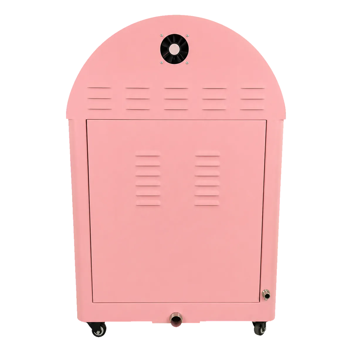 rear of the compact pet wash machine showing the fan, vents and water inlet