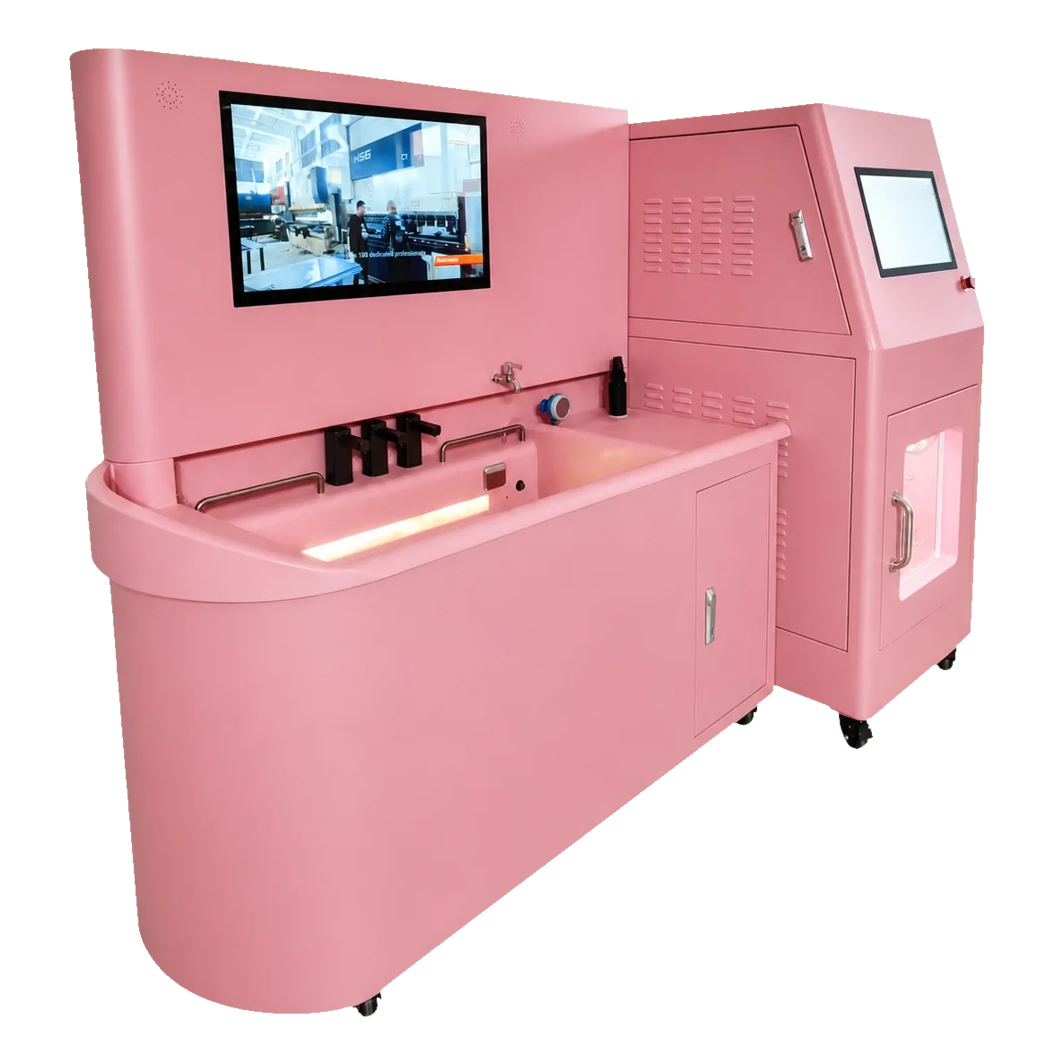 Wash tub and drying cabinet from the side